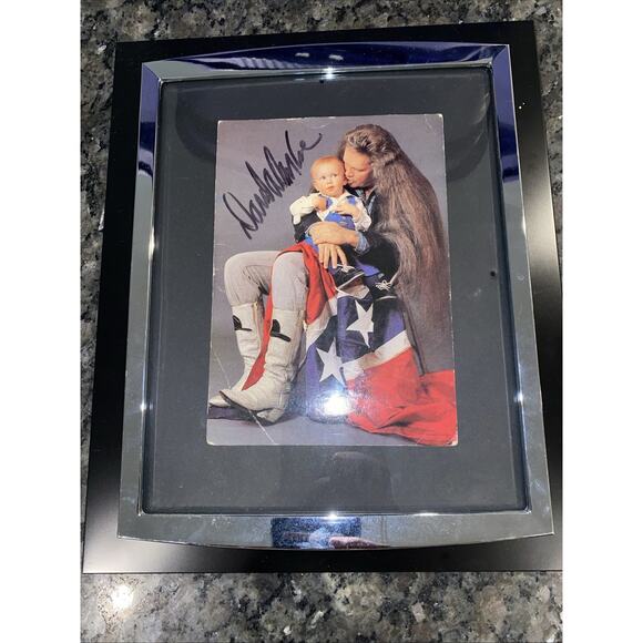 David Allan Coe & Tyler Coe Signed Framed CBS Postcard 1995